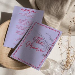 Retro farbenfrohe handgeschriebene whimsical Weddi Menükarte