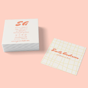 Retro farbenfrohe Handschrift Gezeichnet Groovy Ei Quadratische Visitenkarte