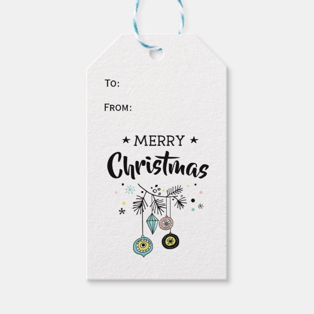Retro farbenfrohe hängende Weihnachtsschmuck Geschenkanhänger (Vorderseite)