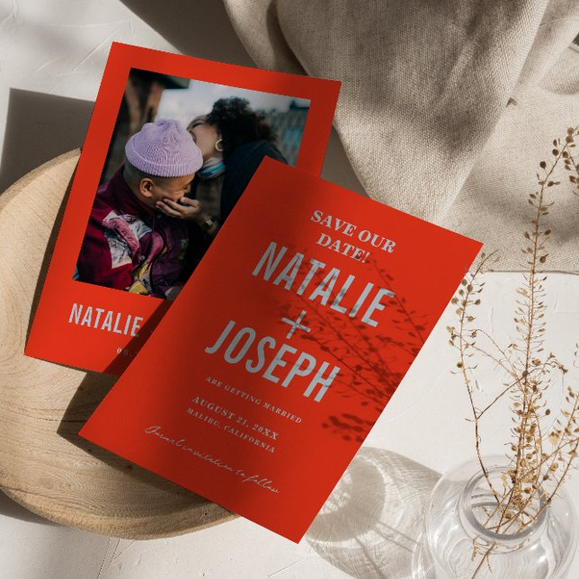 Retro farbenfrohe helle Funky Bold moderne Hochzei Save The Date (Von Creator hochgeladen)