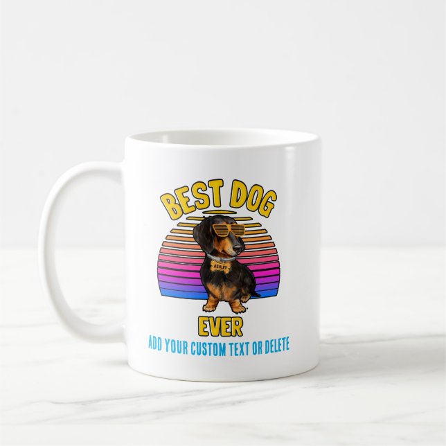 Retro farbenfrohe lustige Dackel Hund Kaffeetasse (Links)