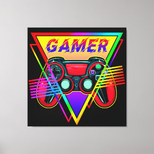 Retro farbenfrohe Rainbow Gamer Computerspiel Leinwanddruck