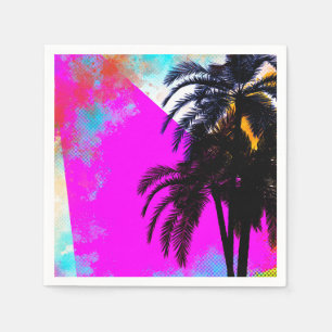 Retro farbenfrohe Sommerzeit Beach Party Palmen Serviette