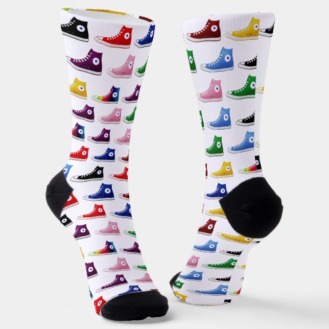 Retro farbenfrohe Star Sneaker Schuhmuster Socken (Gewinkelt)