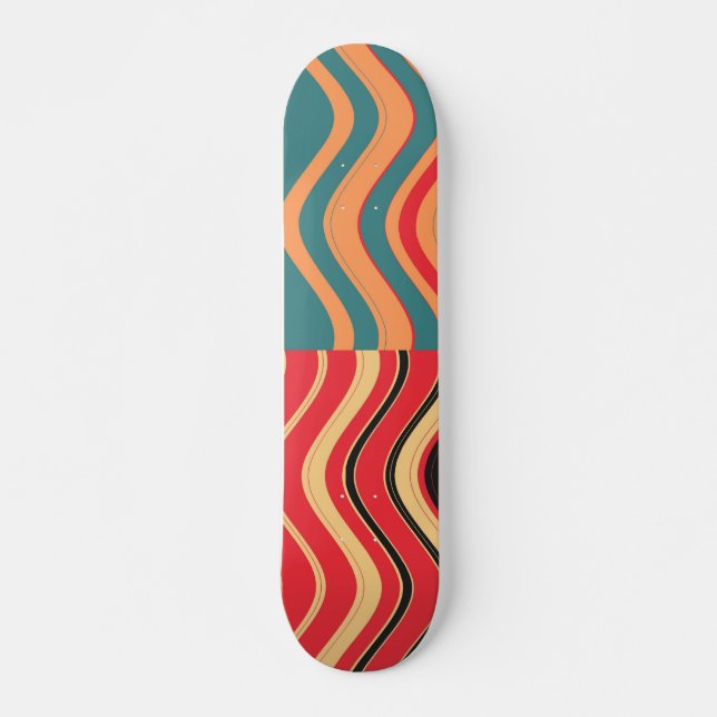 Retro Farbenfrohe Streifen Decorative Art 3 Skateboard (Vorne)