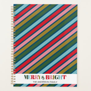 Retro farbenfrohe Streifen Frohe und helle Weihnac Planer