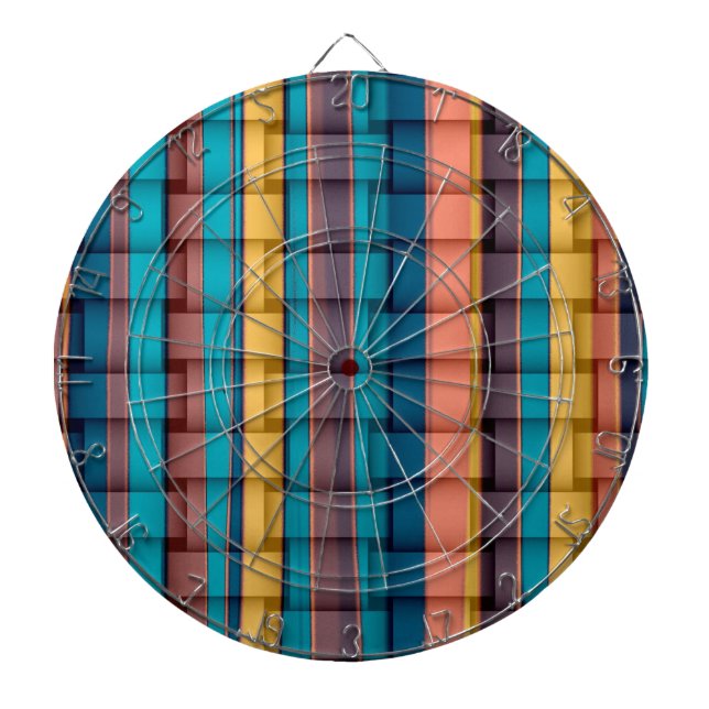 Retro farbenfrohe Streifen Weidenkunst Grafikdesig Dartscheibe (vorne)