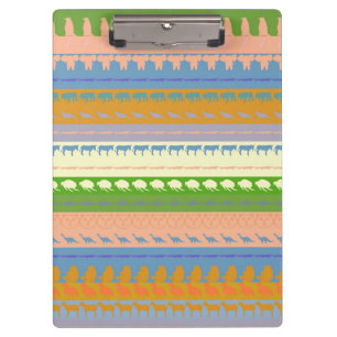 Retro farbenfrohe Tiere Moderne Streifen Muster #1 Klemmbrett