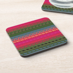 Retro farbenfrohe Tiere Moderne Streifen Muster #1 Untersetzer