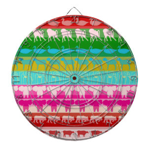 Retro farbenfrohe Tiere Moderne Streifen Muster #4 Dartscheibe