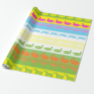 Retro farbenfrohe Tiere Modernes Streifenmuster #5 Geschenkpapier