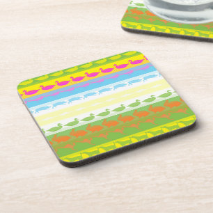 Retro farbenfrohe Tiere Modernes Streifenmuster #6 Untersetzer
