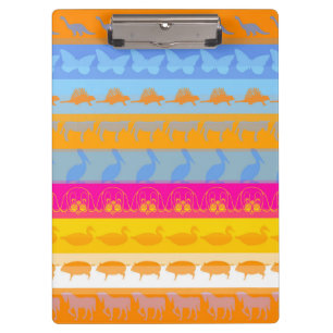Retro farbenfrohe Tiere Modernes Streifenmuster #7 Klemmbrett