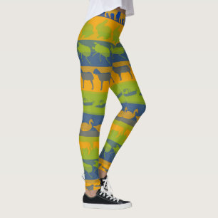 Retro farbenfrohe Tiere Modernes Streifenmuster #7 Leggings