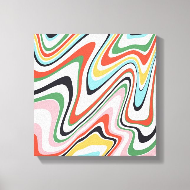 Retro farbenfrohe Wavy Lines Modernes Design Leinwanddruck (Vorderseite)