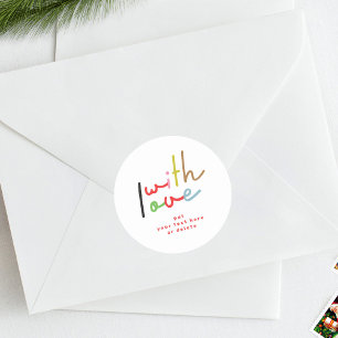 Retro farbenfrohe Weihnachten mit Liebe Rücksendea Runder Aufkleber