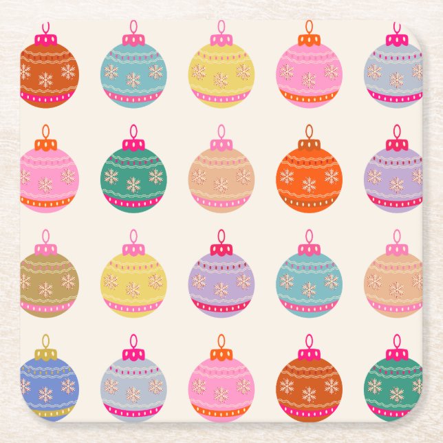 Retro farbenfrohe Weihnachtsbaumchen Rechteckiger Pappuntersetzer (Vorderseite)