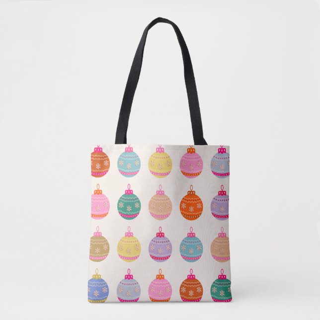 Retro farbenfrohe Weihnachtsbaumchen Tasche (Vorderseite)
