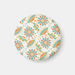 Retro-farbenfrohes florales abstraktes Muster Magnet