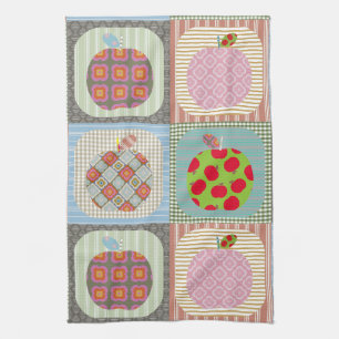 Retro-farbige Apple-Patchwork-Quilt Geschirrtuch