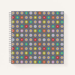 Retro-farbige Blume Notizbuch