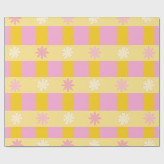 Retro-farbige Blumen-Karo-Muster Geschenkpapier