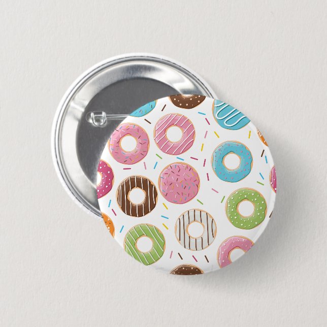 Retro-farbige Donut-Muster Minimalist Party-Spaß Button (Vorne & Hinten)