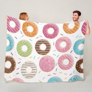Retro-farbige Donut-Muster Minimalist Party-Spaß Fleecedecke