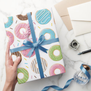 Retro-farbige Donut-Muster Minimalist Party-Spaß Geschenkpapier