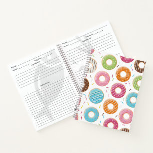 Retro-farbige Donut-Muster Minimalist Party-Spaß Notizbuch