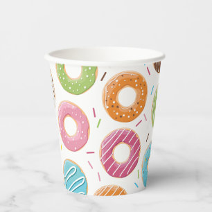 Retro-farbige Donut-Muster Minimalist Party-Spaß Pappbecher