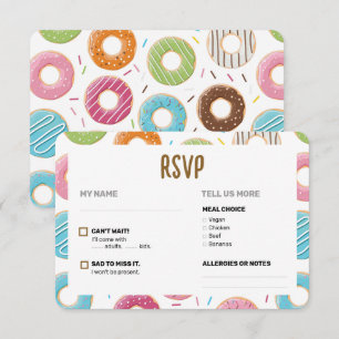 Retro-farbige Donut-Muster Minimalist Party-Spaß RSVP Karte