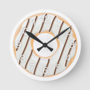 Retro-farbige Donut-Muster Minimalist Party-Spaß Runde Wanduhr