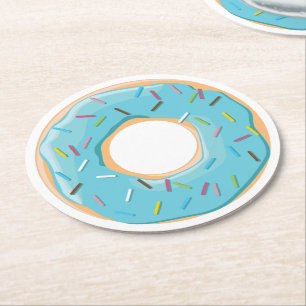 Retro-farbige Donut-Muster Minimalist Party-Spaß Runder Pappuntersetzer