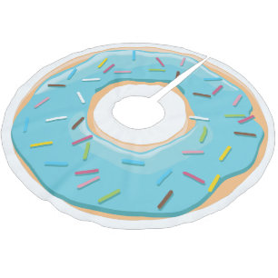 Retro-farbige Donut-Muster Minimalistische lustige Polyester Weihnachtsbaumdecke
