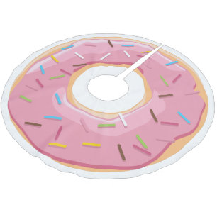 Retro-farbige Donut-Muster Minimalistische lustige Polyester Weihnachtsbaumdecke