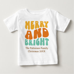 Retro Farbige Fröhliche und Helle Kleinkind Weihna Baby T-shirt