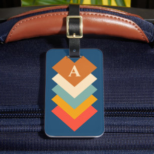 Retro-farbige geometrische Form Monogramm Gepäckanhänger