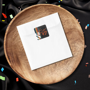 Retro Farbige Gestreifte Fünfzigster Geburtstag Pa Quadratischer Aufkleber