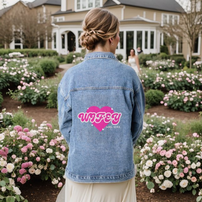 Retro Farbige Kalligraphie Jeansjacke (Hochzeit Rückseite)