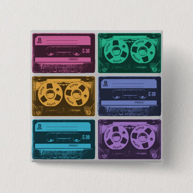 Retro-farbige Kassetten Button (Vorderseite)