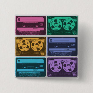 Retro-farbige Kassetten Button
