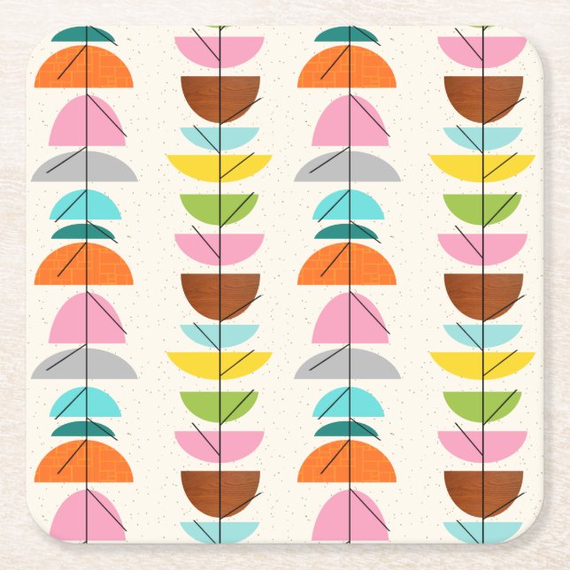 Retro-farbige Nester Papier-Untersetzer Rechteckiger Pappuntersetzer (Vorderseite)