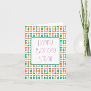Retro farbige Polka-Punkte Hippie Karte