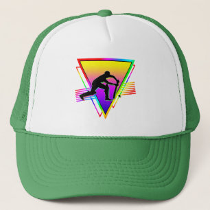 Retro Farbige Regenbogen Cricket Spieler Vintage Truckerkappe