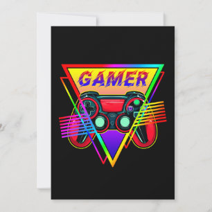 Retro Farbige Regenbogen-Gamer-Computer-Spiele  Einladung