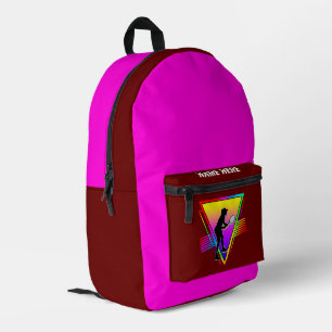 Retro Farbige Regenbogen Tennis Spielerin Bedruckter Rucksack