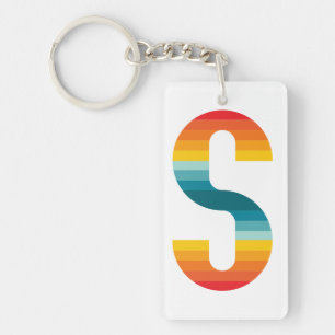 Retro Farbige Regenbogen-Typografie Sonnenuntergan Schlüsselanhänger