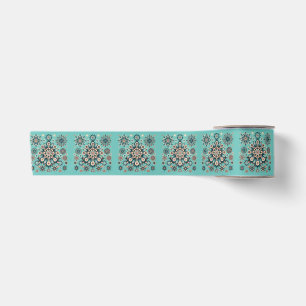 Retro Farbige Schneeflocke Winter Muster Satinband
