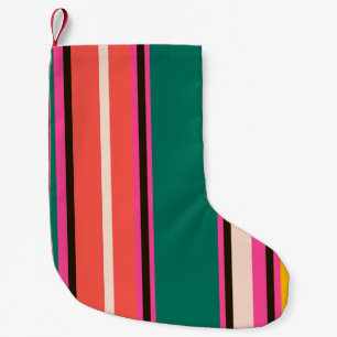 Retro farbige Streifen, abstrakter Hintergrund Kleiner Weihnachtsstrumpf